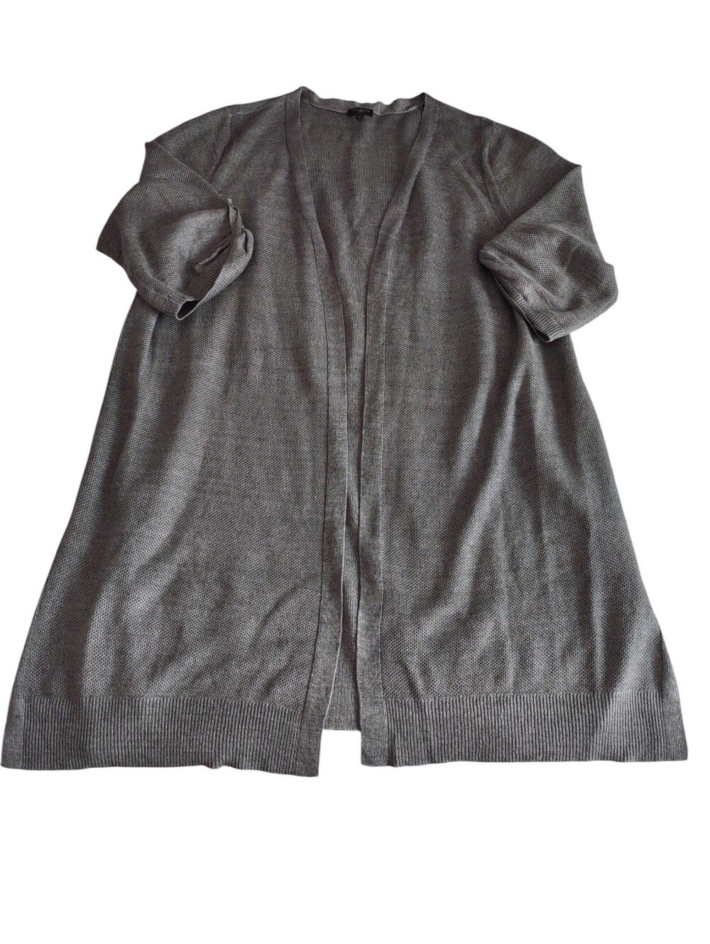 Talbots 2X Green Longline Open Front Linen Duster Cardigan